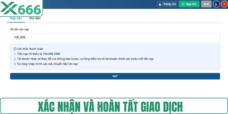 Xác nhận giao dịch và nhận tiền tức thì trong tài khoản